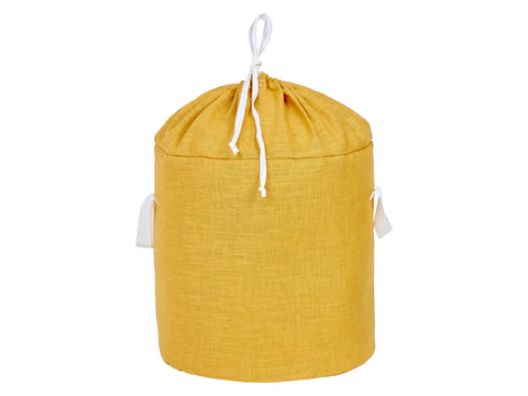 Toy basket linen yellow mustard yellow