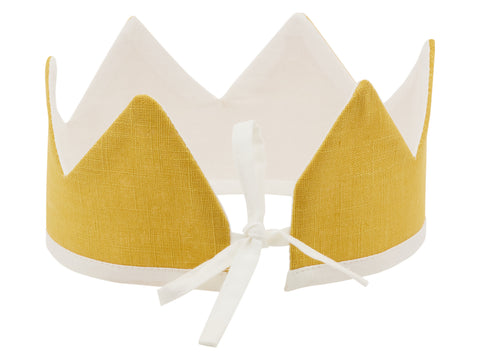 Fabric crown linen yellow mustard yellow