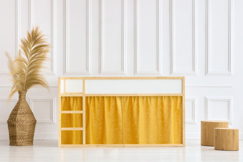 Loft bed curtains set 2+1 linen yellow mustard yellow suitable for Kura bed