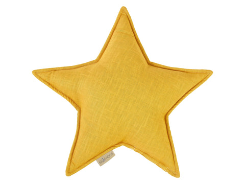 Star cushion linen yellow mustard yellow