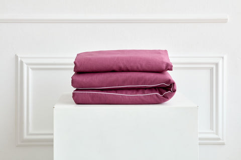 Bedding set linen magenta dark