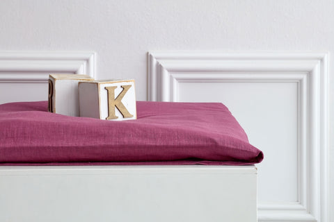 Cover for changing table mat linen dark magenta