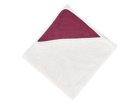 Hooded towel linen magenta dark