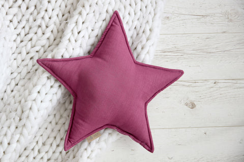 Star cushion linen magenta dark