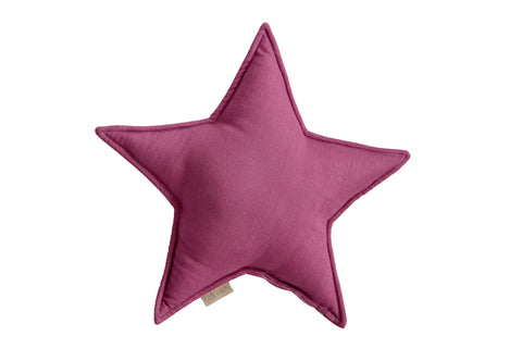 Coussin étoile lin magenta foncé