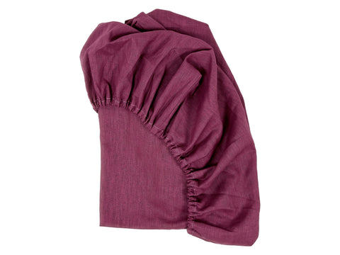 Fitted sheet linen magenta dark