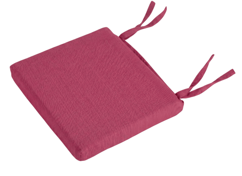 Das KraftKids Sitzkissen für Stühle aus Leinen ist ein quadratisches, rosafarbenes Sitzkissen mit strukturiertem, atmungsaktivem Stoff und zwei Paar Bändern auf einer Seite zur Befestigung an Ihrem Stuhl.