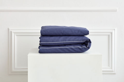 Bedding set linen blue dark blue