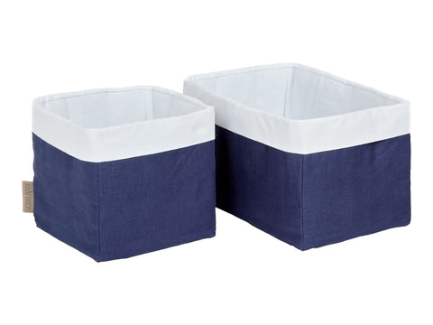 Basket linen blue dark blue