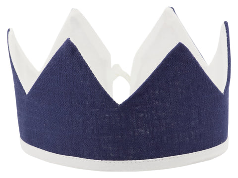 Fabric crown linen blue dark blue