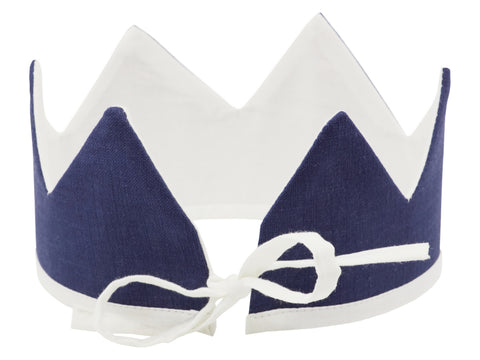 Fabric crown linen blue dark blue