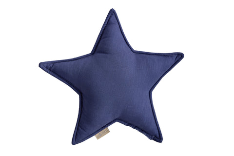 Star cushion linen blue dark blue