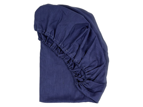 Fitted sheet linen blue dark blue