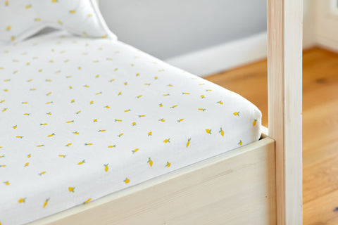 Drap housse mousseline citrons jaunes