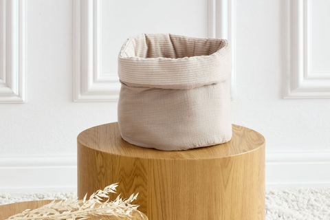 Basket round fabric basket round Utensilo muslin beige