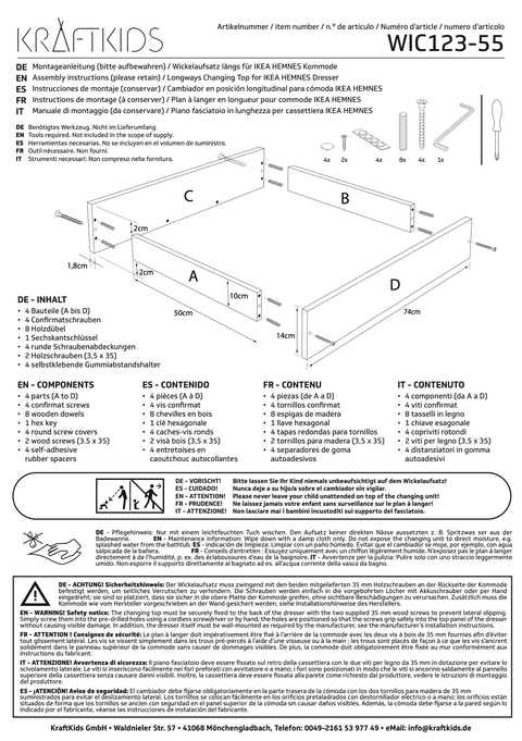 White changing attachment for cross-changing suitable for wide and narrow HEMNES dresser