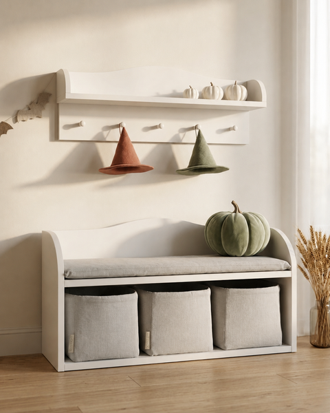Hanging shelf white with 5 hooks