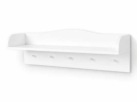 Hanging shelf white with 5 hooks