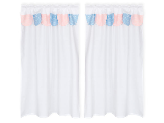 Loft bed curtains white half circles on pastel blue white half circles on pastel pink