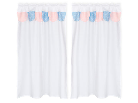 Loft bed curtains white semi-circles on pastel blue white semi-circles on pastel pink