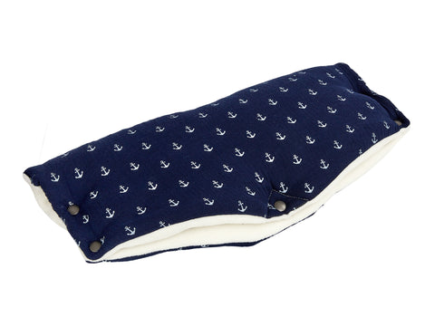 Stroller muff muslin dark blue anchor