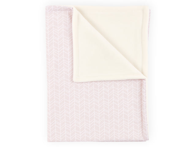 Baby blanket white feather pattern on pink