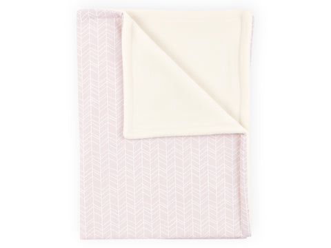 Baby blanket white feather pattern on pink