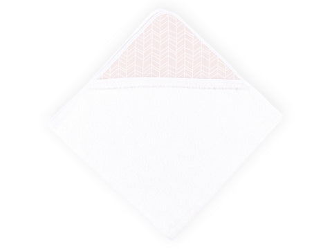 Hooded towel white feather pattern on pink