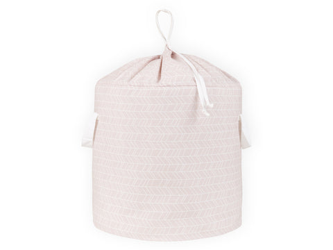 Toy basket white feather pattern on pink