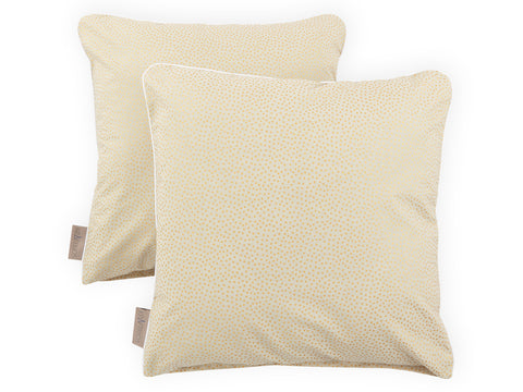 Cushion cover golden irregular dots on olive green