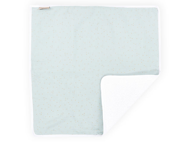Matelas à langer mousseline pois dorés sur vert