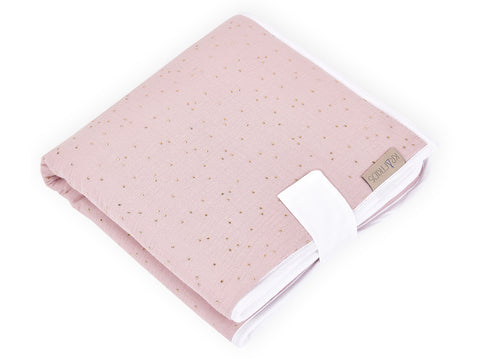 Travel changing mat muslin golden dots on pink