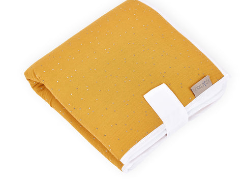 Travel changing mat muslin golden dots on yellow