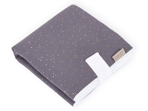 Travel changing mat muslin golden dots on gray