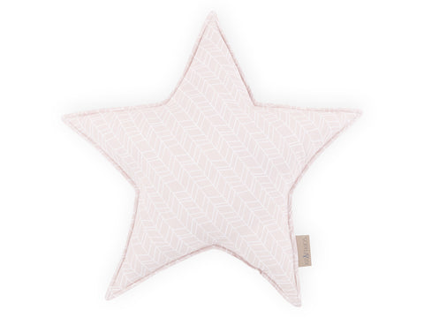 Star cushion white feather pattern on pink