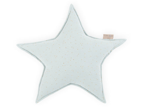 Star cushion muslin golden dots on green