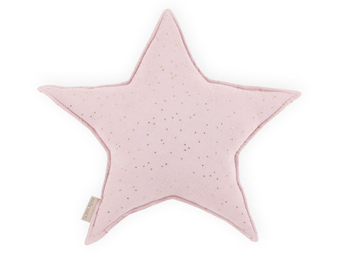 Star cushion muslin golden dots on pink