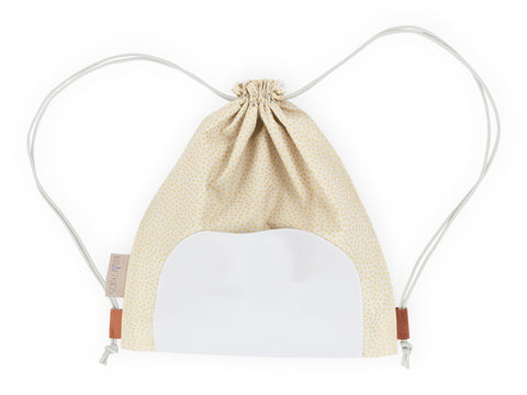 Drawstring bag golden irregular dots on olive green