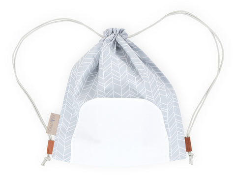 Sac de sport motif plume blanc sur gris