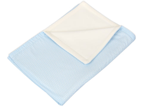 Baby blanket small leaves light blue on white