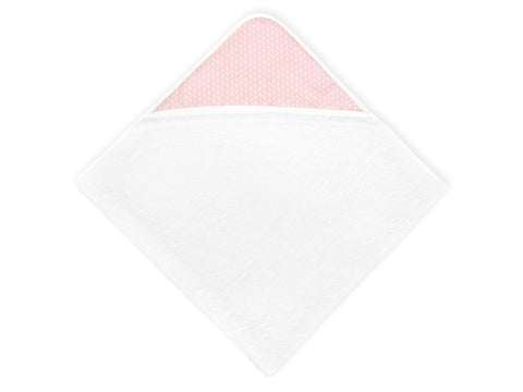 Cape de bain petites feuilles rose sur blanc