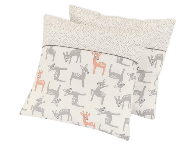 Cushion cover small fawns gray orange on white