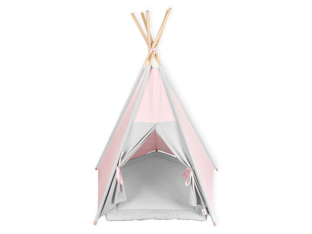 Play tent teepee small leaves pink on white