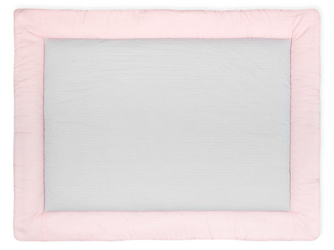 Tapis de jeu petites feuilles gris clair sur blanc petites feuilles rose sur blanc