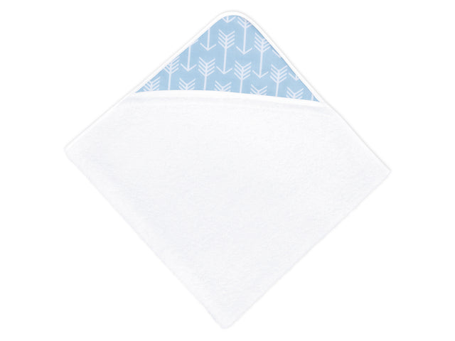 Hooded towel white arrows on blue