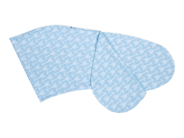 Taie d'oreiller allaitement flèches blanches sur bleu