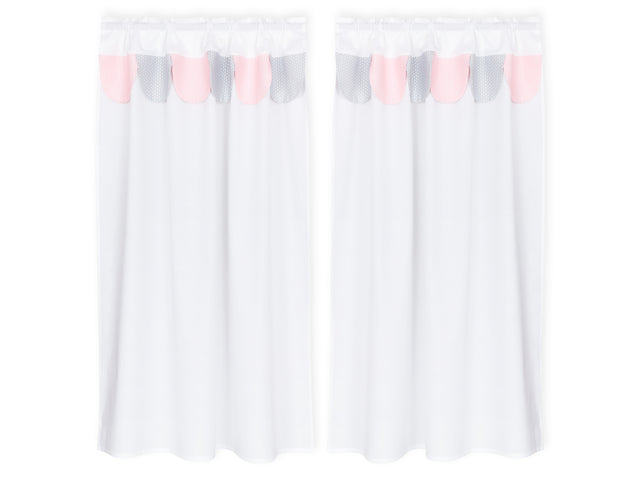 Bunk bed curtains small leaves light gray on white small leaves pink on white