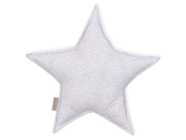 Coussin étoile gris pois irréguliers sur blanc
