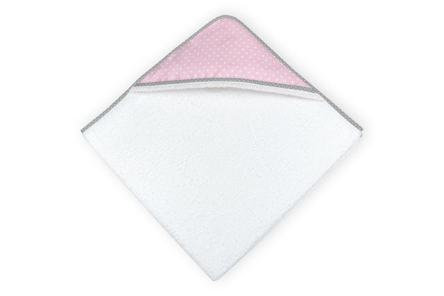 Hætte håndklæde hvide prikker på pink