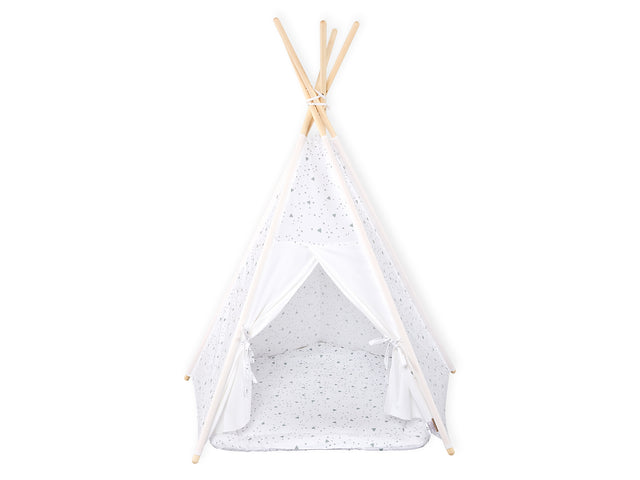 Play tent tipi Uniweiss rounded triangles grey